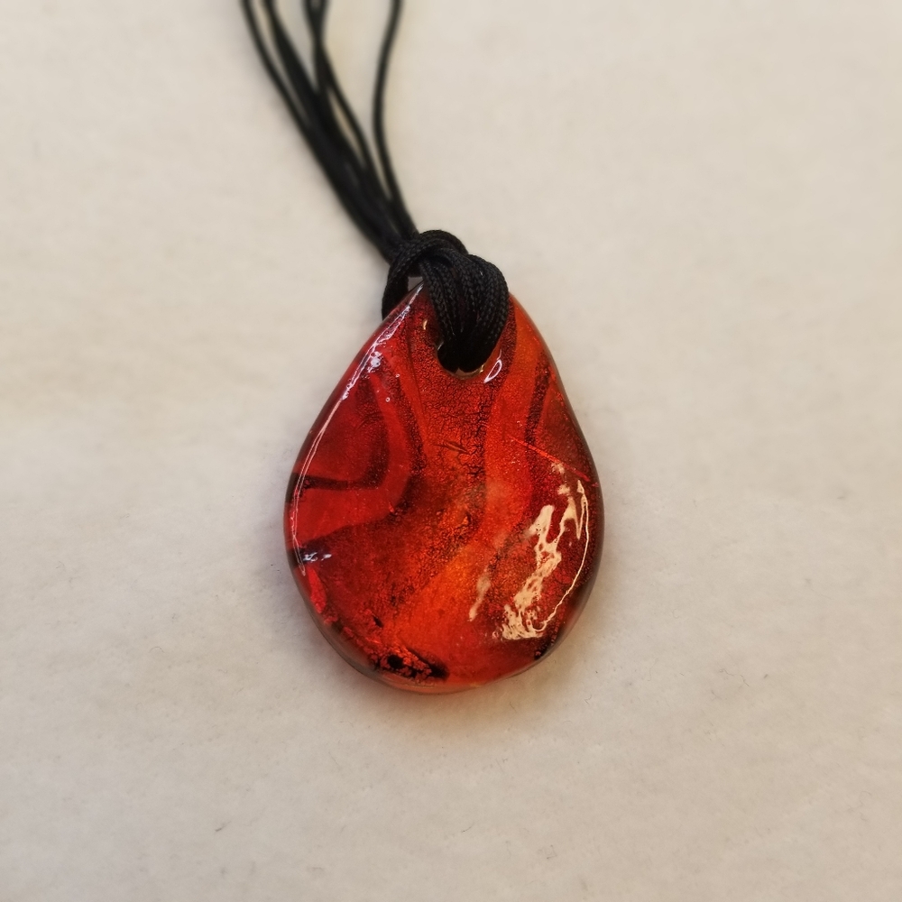 Murano Artistic Multicolor Teardrop Necklace - Picture 3 of 8
